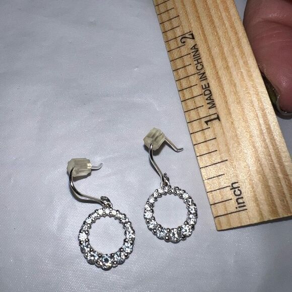 CZ Circle Dangle Earrings - Picture 6 of 8